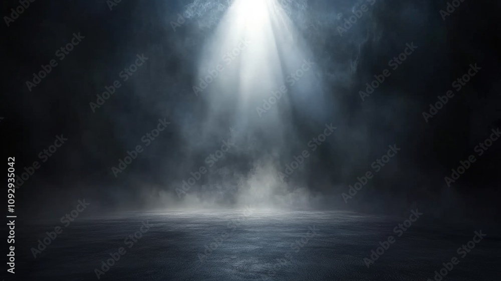 A dark room with a concrete floor and a spotlight. Suitable for dramatic or mysterious themed designs, theater and event promotion, and creative storytelling visuals. empty dark blue room A dark room with a concrete floor and a spotlight. Suitable for dramatic or mysterious themed designs, theater and event promotion, and creative storytelling visuals. empty dark blue room