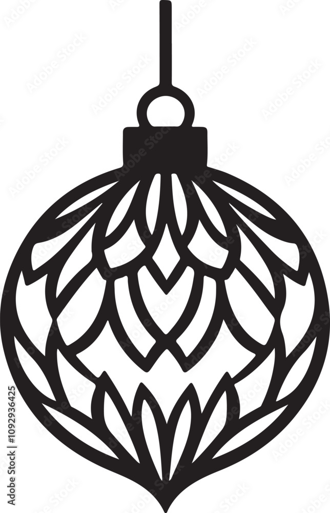 Christmas ornament vector silhouette with intricate details isolated on white background Christmas ornament vector silhouette with intricate details isolated on white background