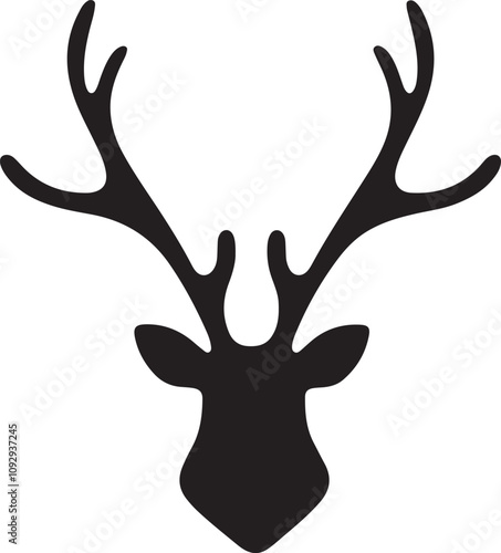 Reindeer Antlers Vector Art Silhouette , deer head silhouette