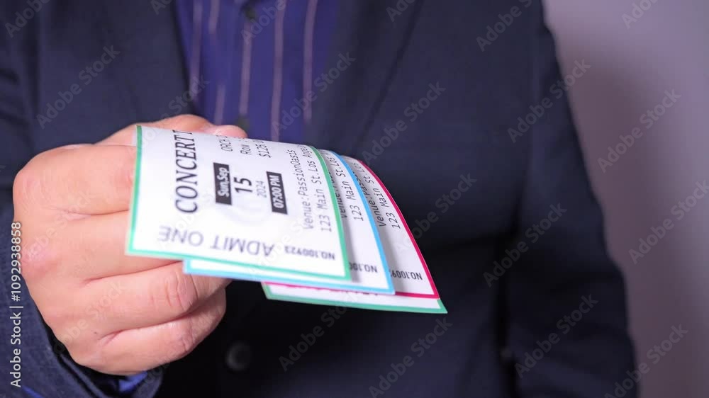 A man is engaged in ticket scalping, selling concert tickets at a significantly higher price than face value,The concept of scalpers A man is engaged in ticket scalping, selling concert tickets at a significantly higher price than face value,The concept of scalpers