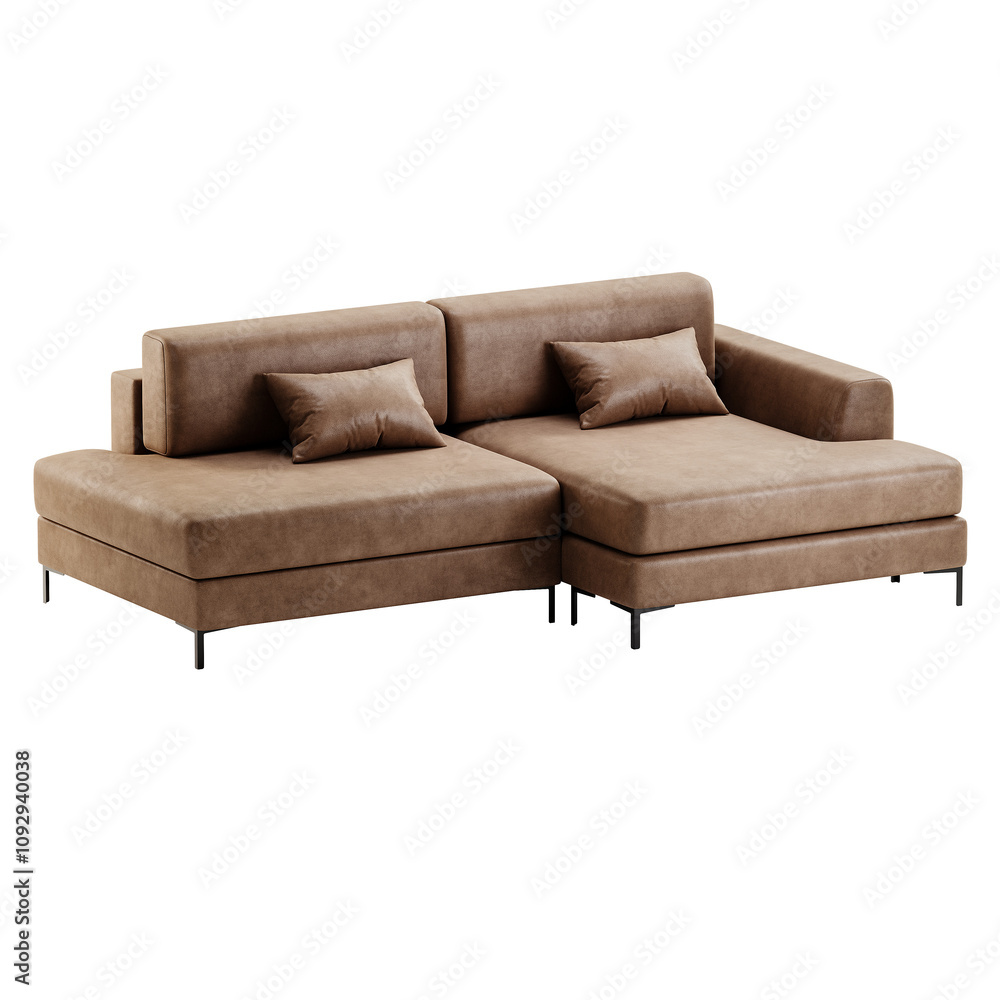 Obraz premium A brown couch with pillows on it