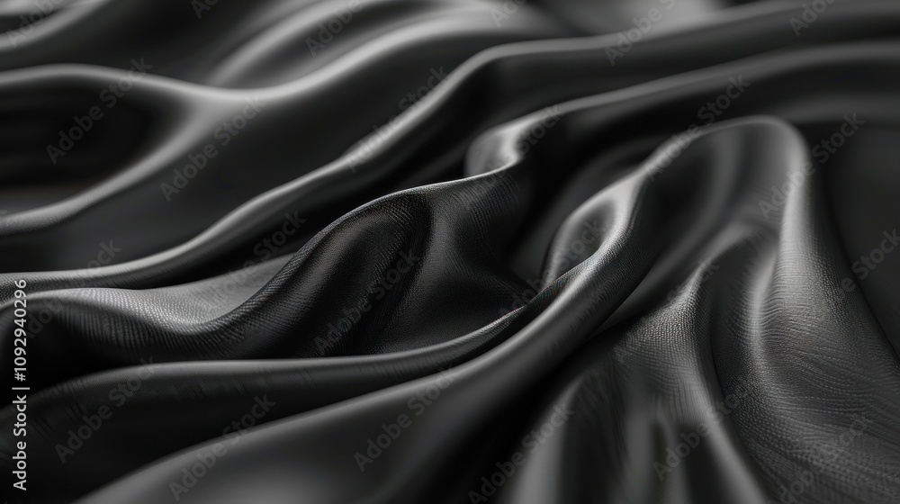 Abstract Draped Black Satin Abstract Draped Black Satin