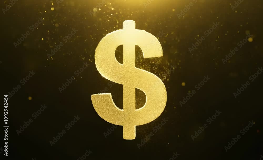 Golden Dollar Symbol Shimmering Representation of Wealth, Prosperity, and Financial Abundance in Glittering World of Currency and Money. Golden Dollar Symbol Shimmering Representation of Wealth, Prosperity, and Financial Abundance in Glittering World of Currency and Money.