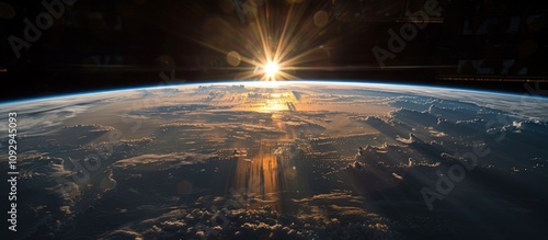 A cinematic shot of the Earth from space. photo