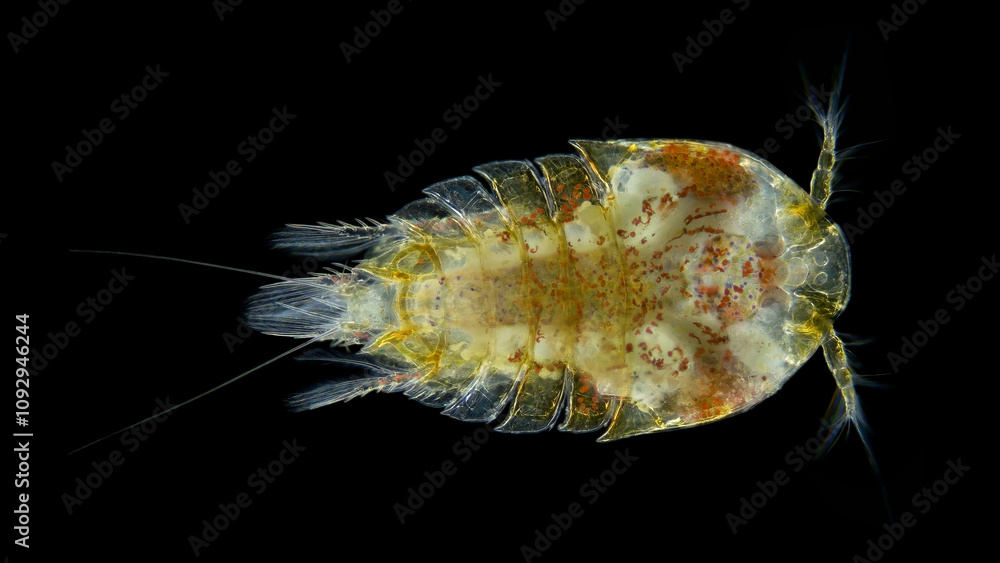 Crustacea family Peltidiidae under microscope, Harpacticoida Order. Red Sea Crustacea family Peltidiidae under microscope, Harpacticoida Order. Red Sea