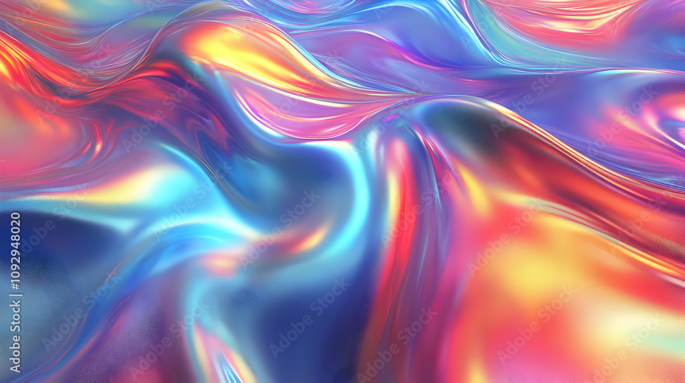 Vibrant Iridescent Waves Flow Seamlessly, Abstract Colorful Swirls, Shimmering Hues Vibrant Iridescent Waves Flow Seamlessly, Abstract Colorful Swirls, Shimmering Hues