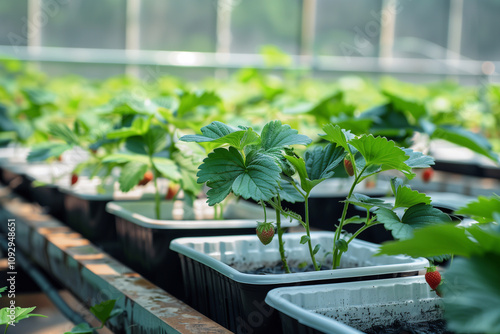 greenhouse with strawberries