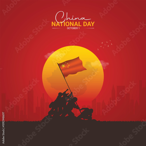 National Day of the People's Republic of China. China National Day creative for social media post