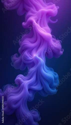 Abstract Purple and Blue Ink Swirls, Galaxy-like cosmic dust and nebula concept.