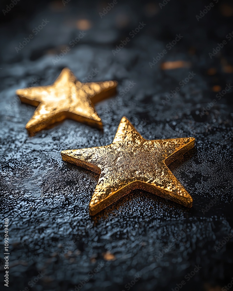 Golden stars on textured dark background Golden stars on textured dark background