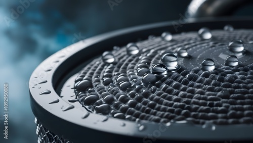 Water Droplets on Carbon Filter