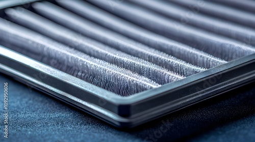 Detailed close up view of a high performance air filter s pleated design highlighting the intricate structure that effectively traps impurities for improved air and purification photo