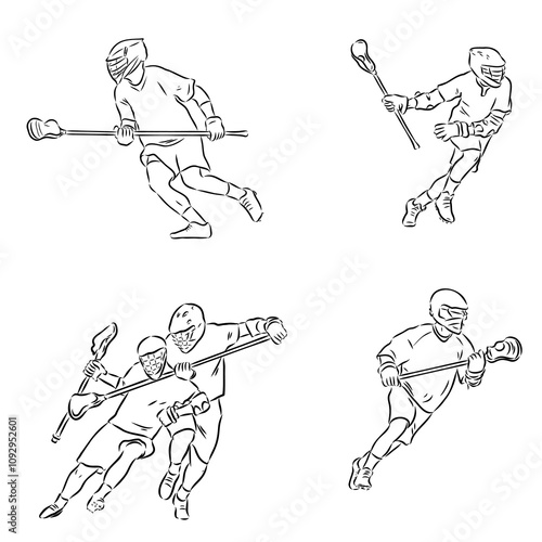 Lacrosse Sport Sketch Outline vector