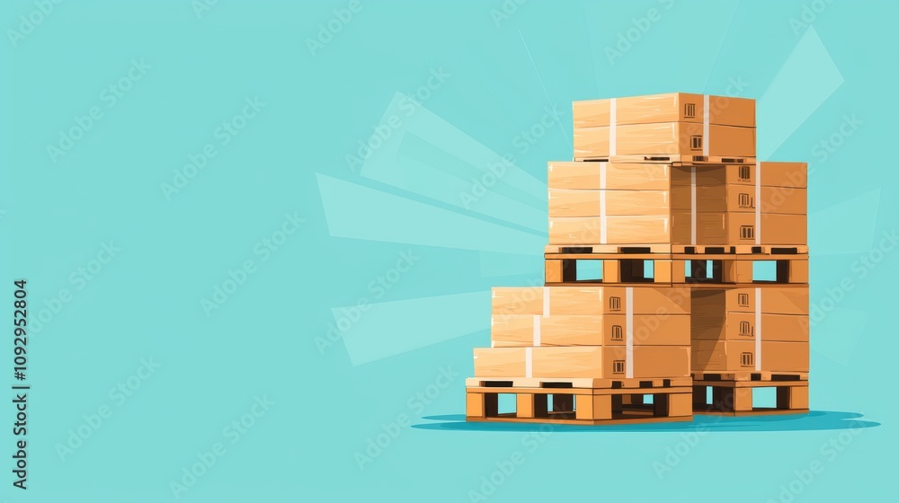 A stack of wooden pallets, showcasing efficient storage and organization in a vibrant, minimalistic design. A stack of wooden pallets, showcasing efficient storage and organization in a vibrant, minimalistic design.