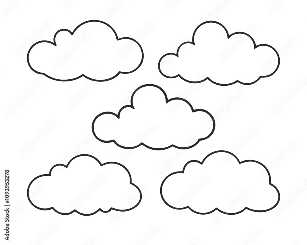 Cloud Icon Collection: Minimalist Linear Design for Printing. Cloud Icon Collection: Minimalist Linear Design for Printing.