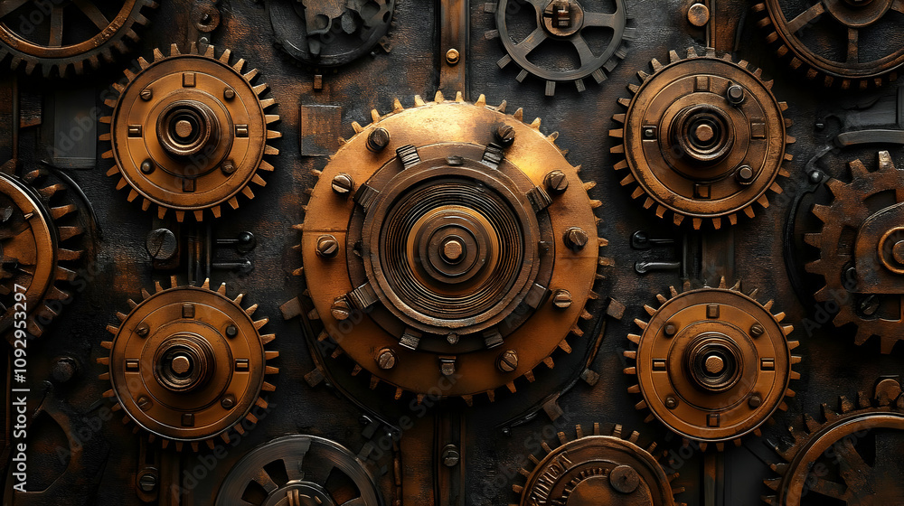Intricate Gears Interlock: Precise Machine Aesthetic Intricate Gears Interlock: Precise Machine Aesthetic