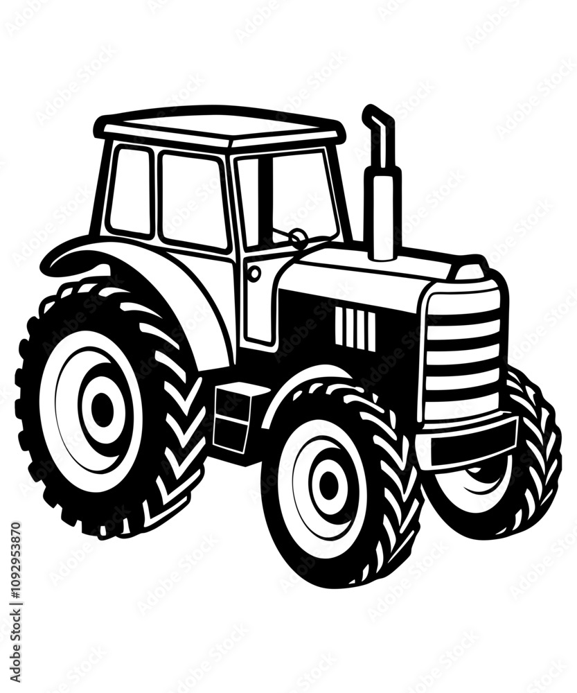 Tractor Vector Illustration - Logo Icon, Line Art, Outline, Silhouette Clipart Tractor Vector Illustration - Logo Icon, Line Art, Outline, Silhouette Clipart