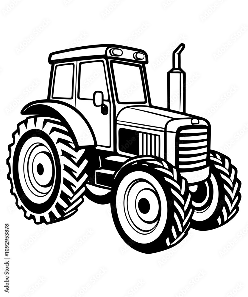 Tractor Vector Illustration - Logo Icon, Line Art, Outline, Silhouette Clipart Tractor Vector Illustration - Logo Icon, Line Art, Outline, Silhouette Clipart