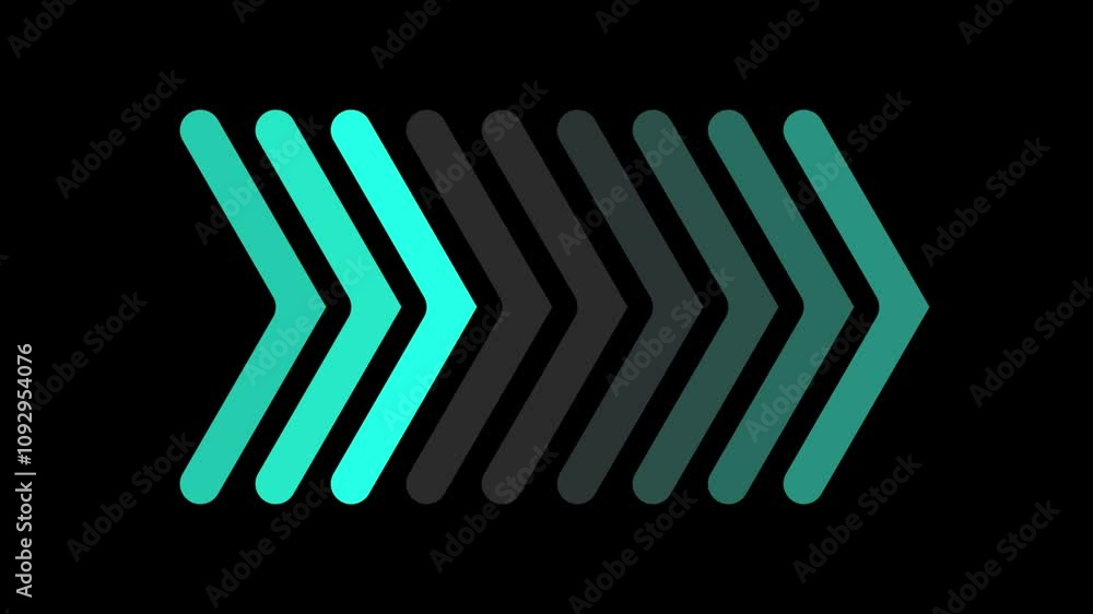 Right arrow icon animation. Neon arrow icon concept animation. Directional arrow animated on black background. 4k render. High resolution Video footage. Right arrow icon animation. Neon arrow icon concept animation. Directional arrow animated on black background. 4k render. High resolution Video footage.