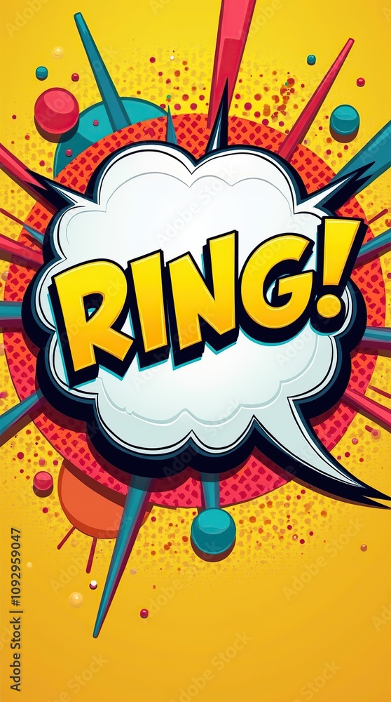 Fototapeta premium Comic Book Style Speech Bubble With Bold Yellow Letters