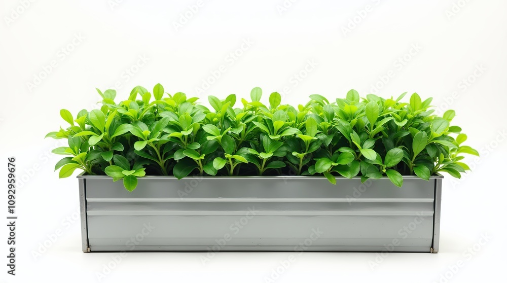 Lush Green Plants in a Stylish Metal Planter Box Lush Green Plants in a Stylish Metal Planter Box
