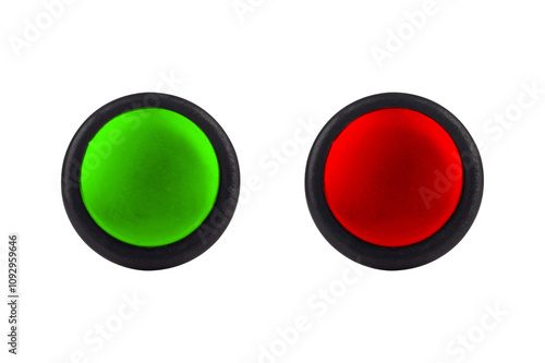 green and red button isolated from background