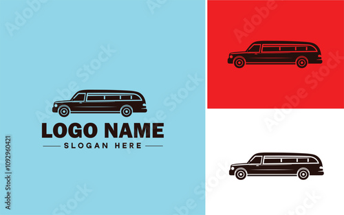 Limousine Service icon Executive transportation Chauffeur service Limo service flat logo sign symbol editable vector