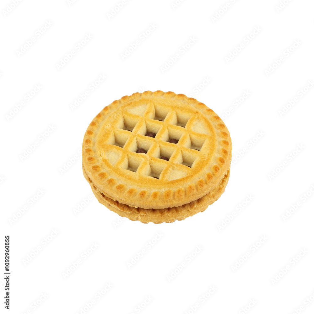 double layer cookies with caramel isolated from background double layer cookies with caramel isolated from background