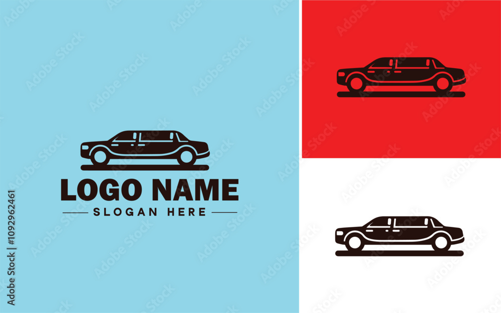 Obraz premium Limousine Service icon Executive transportation Chauffeur service Limo service flat logo sign symbol editable vector