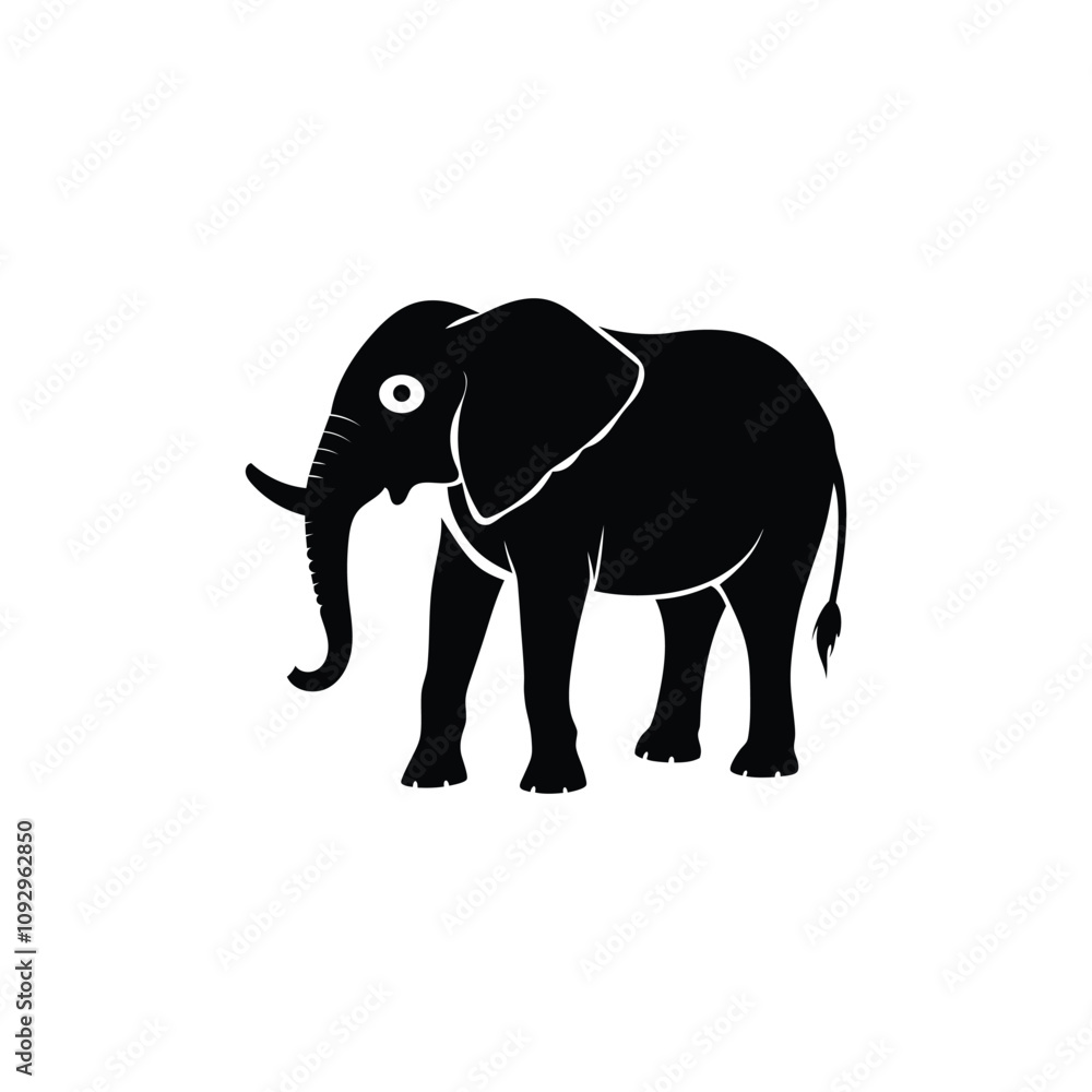 Black and white elephant silhouette design vector art illustration Black and white elephant silhouette design vector art illustration