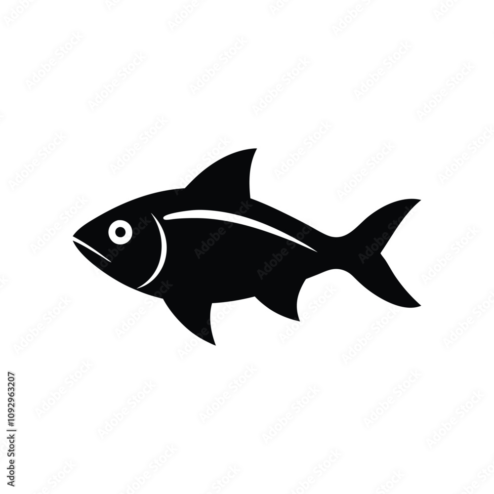 Black and white fish silhouette design vector art illustration Black and white fish silhouette design vector art illustration