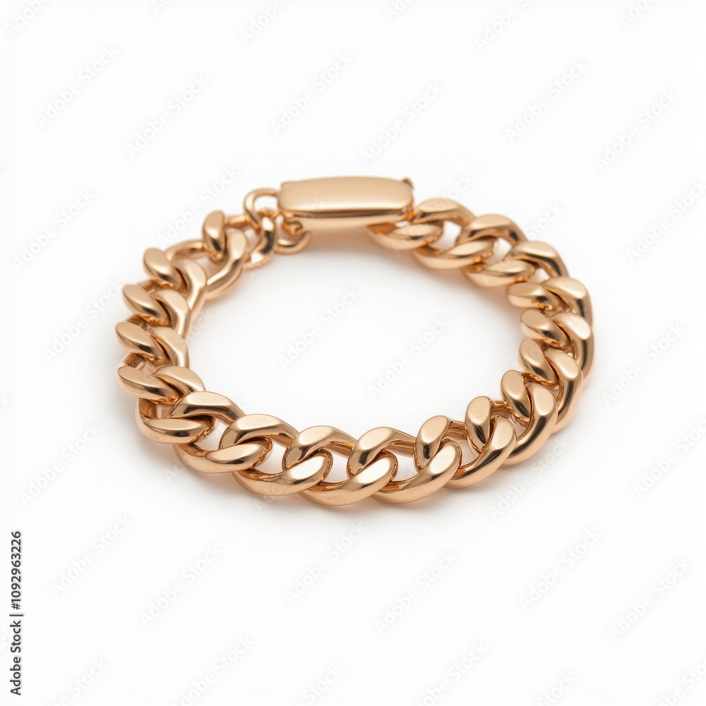 Gold chain bracelet on a white isolated background. Gold chain bracelet on a white isolated background.