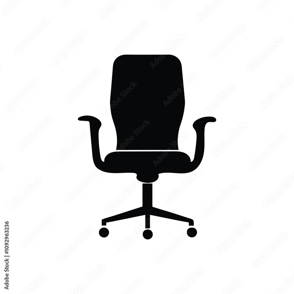 Black and white office chair silhouette design vector art illustration Black and white office chair silhouette design vector art illustration
