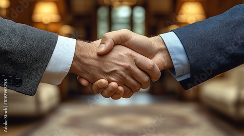 Businessman shaking hands upon agreeing on some contracts or agreements photo