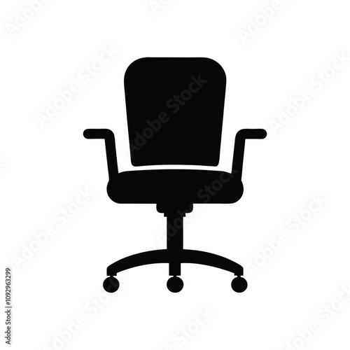 Black and white office chair silhouette design vector art illustration