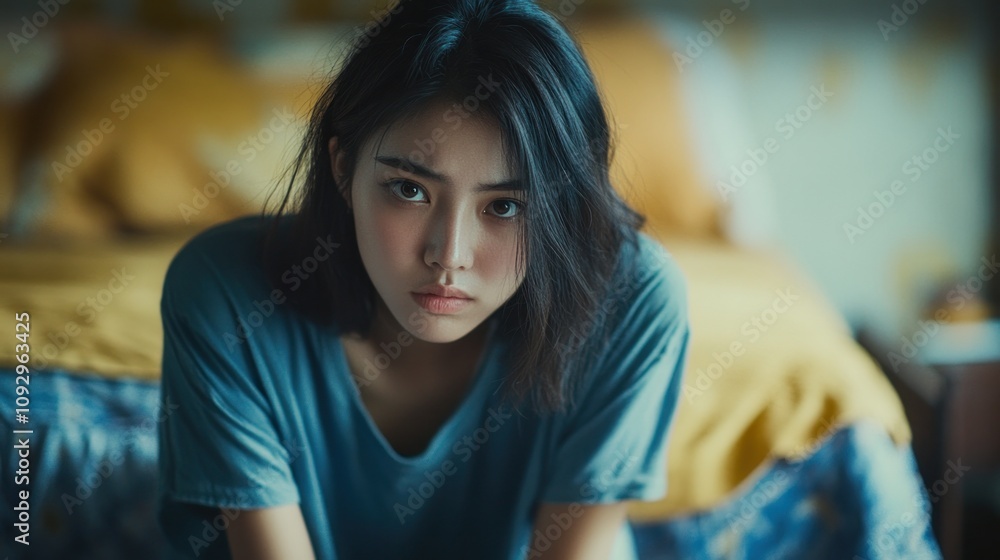 Pensive Gaze: A Young Woman's Portrait Pensive Gaze: A Young Woman's Portrait