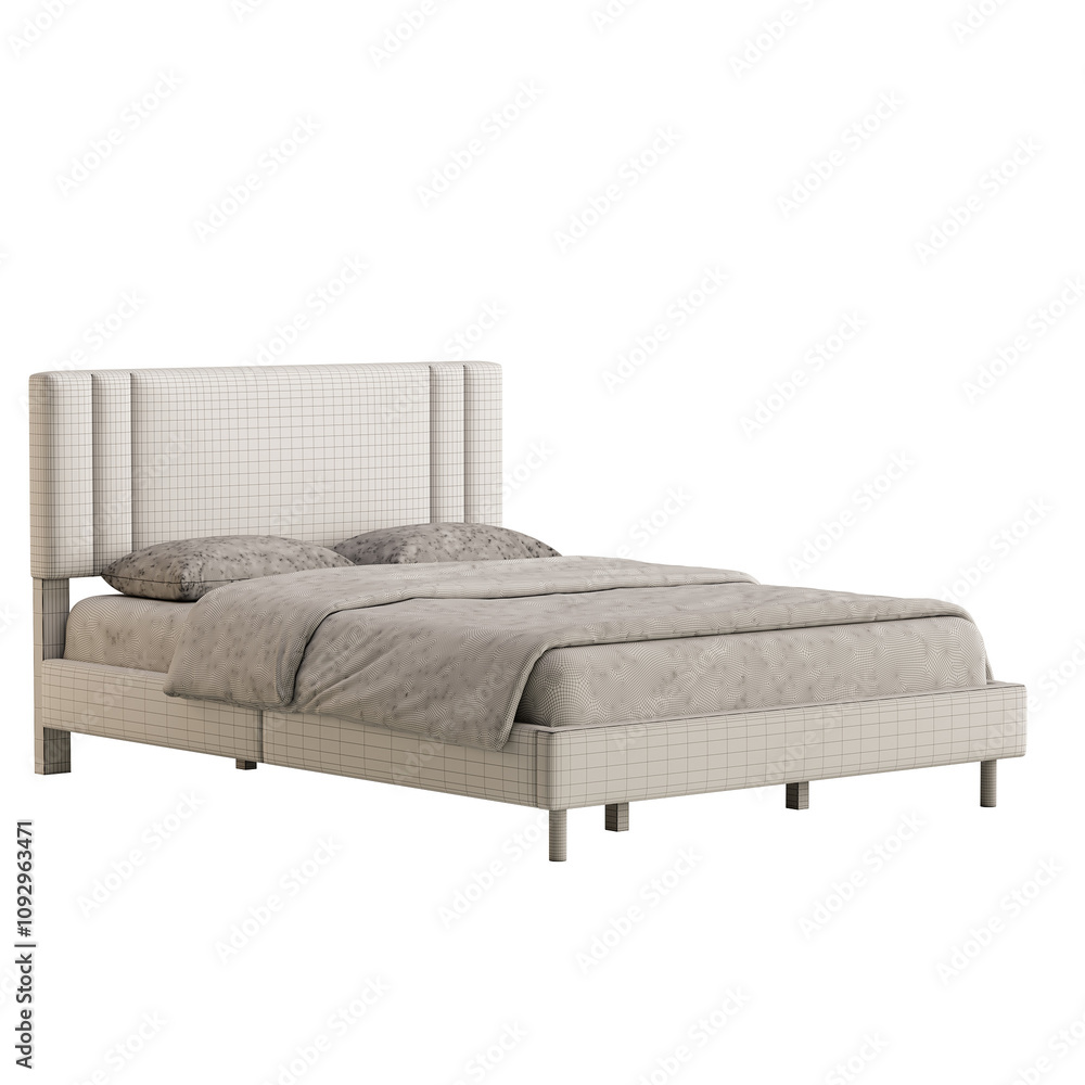 A bed with a white headboard and a white bedspread A bed with a white headboard and a white bedspread