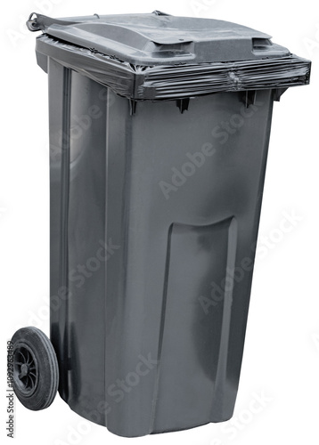 black plastic waste container