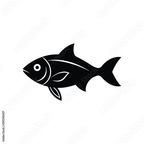 Black and white fish silhouette design vector art illustration