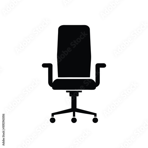 Black and white office chair silhouette design vector art illustration