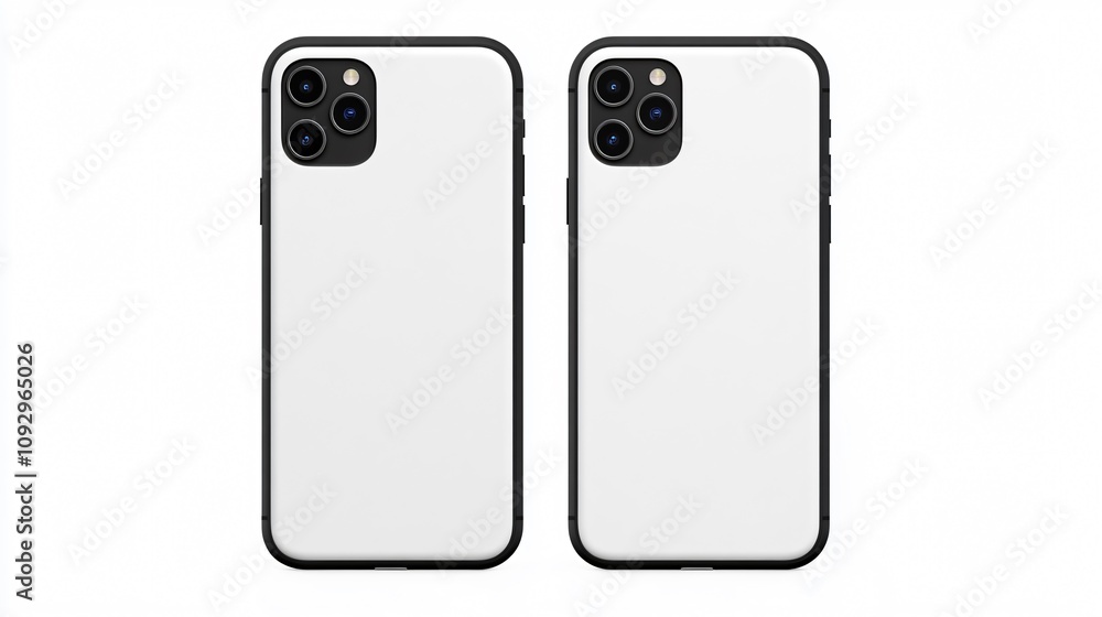 Dual mobile phone cases mock up showcasing blank designs for creative customization. Generative AI Dual mobile phone cases mock up showcasing blank designs for creative customization. Generative AI