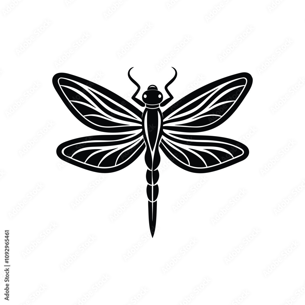 Black and white dragonfly silhouette design vector art illustration Black and white dragonfly silhouette design vector art illustration