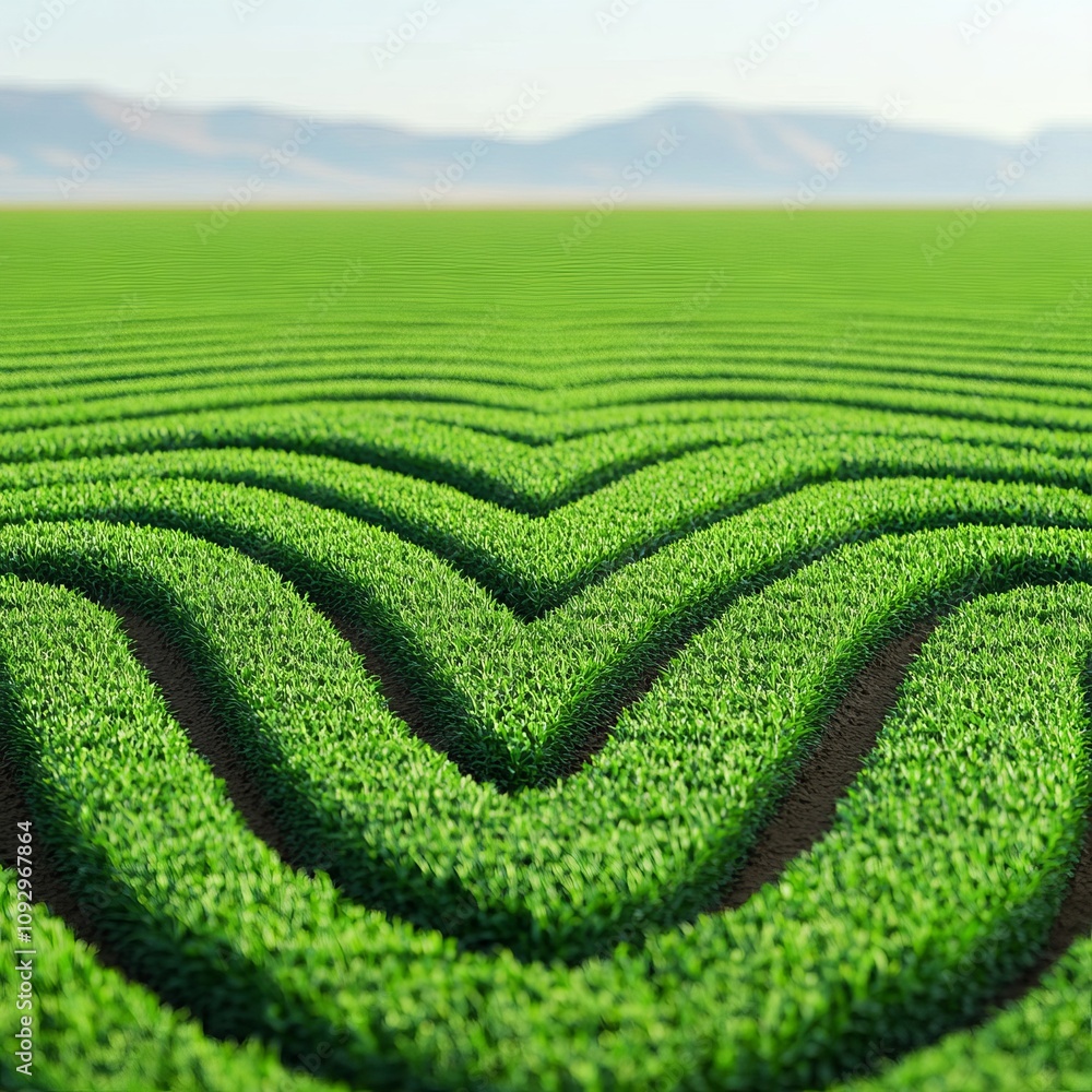 Lush green field with wave patterns. Lush green field with wave patterns.