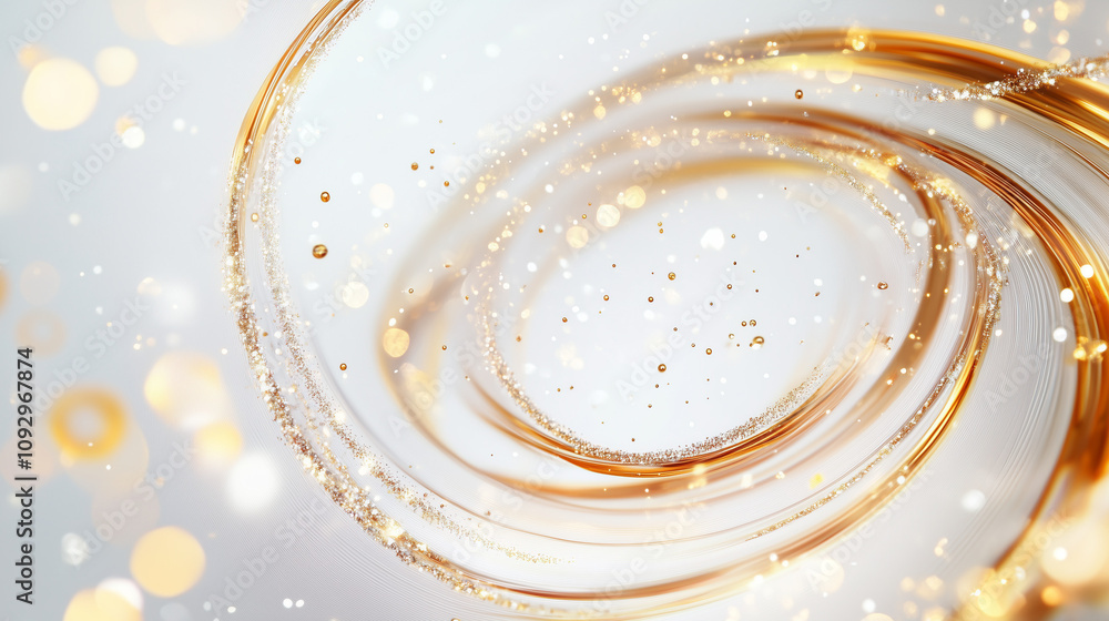 Golden swirl wave with shiny sparkling lights, enhancing celebration and festive atmosphere silver white illustration advertisement background. Golden swirl wave with shiny sparkling lights, enhancing celebration and festive atmosphere silver white illustration advertisement background.