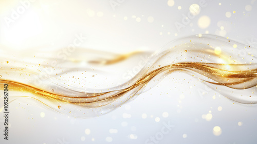 Gold wave with shiny sparkling lights, enhancing celebration and luxury festive atmosphere silver white illustration advertisement background.