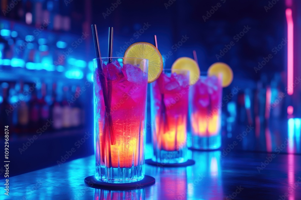 Neon-Lit Cyberpunk Cocktails with Futuristic Vibe in Minimalist Style
Neon-Lit Cyberpunk Cocktails with Futuristic Vibe in Minimalist Style