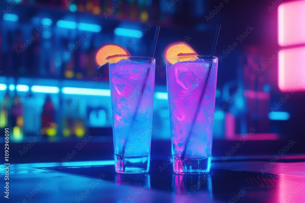 Neon-Lit Cyberpunk Cocktails with Futuristic Vibe in Minimalist Style
Neon-Lit Cyberpunk Cocktails with Futuristic Vibe in Minimalist Style