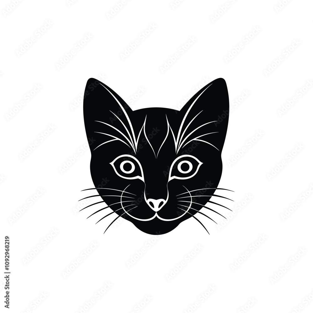 Black and white cat head silhouette design vector art illustration Black and white cat head silhouette design vector art illustration