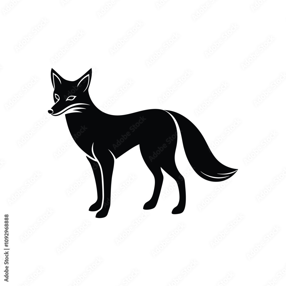 Black and white fox silhouette design vector art illustration Black and white fox silhouette design vector art illustration