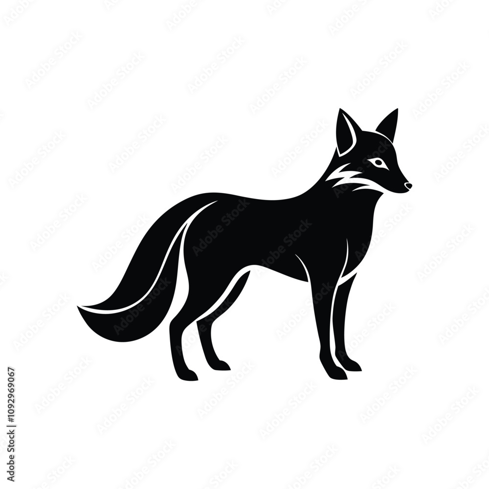 Black and white fox silhouette design vector art illustration Black and white fox silhouette design vector art illustration